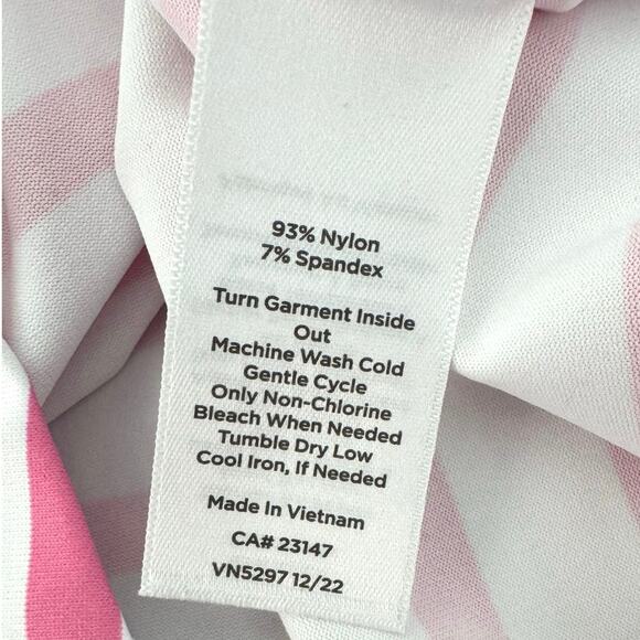 Talbots Women’s Square-Neck Short Sleeve Performance Top Pink White Stripe Small - Picture 9 of 9